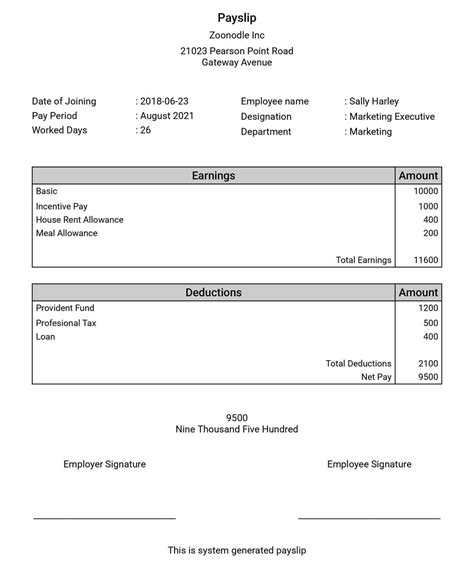 Uk Payslip Template Excel