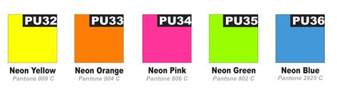 Neon Color Chart and Palette