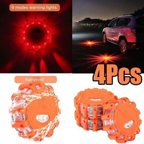 1/2/3/4Pcs LED Road Roadside Light Emergency Safety Flashing Beacon ...