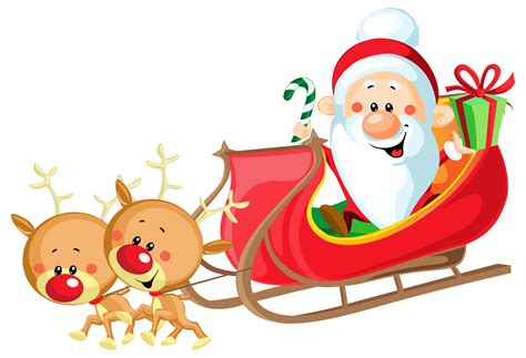 Santa Claus's reindeer Sled Clip art - Cute Santa with Sleigh PNG ...