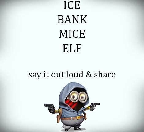 Ice Bank Mice Elf____________say it out loud | Funny minion pictures ...