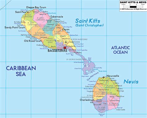 a map of the island of saint kitts and neviss in the atlantic