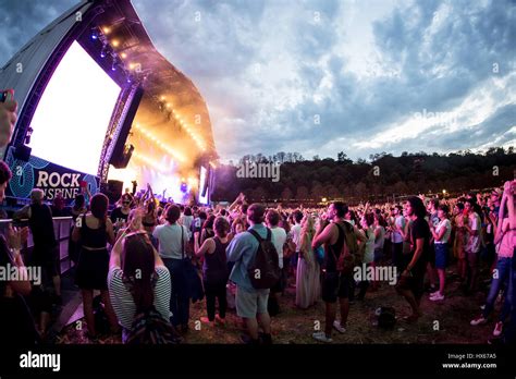 PARIS - AUG 31: Crowd in a concert at Rock En Seine Festival on August ...