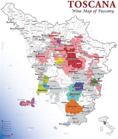 Tuscan Wine Map DOC & DOCG | Wine map, Tuscan wine, Italian wine