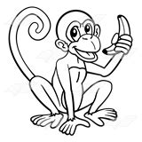 Abeka | Clip Art | Brown Monkey—eating a banana