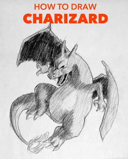 How to draw CHARIZARD easy step by step drawing tutorial - Barnett Gallery