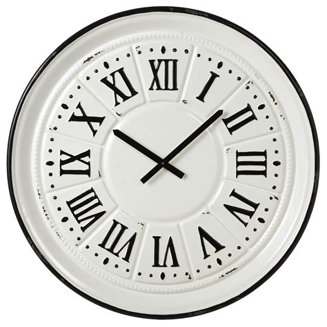 CBK Metal Black And White Enamel Wall Clock With Black Roman Numerals ...