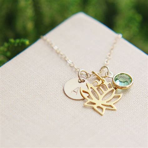 Lotus Necklace, Personalized Lotus necklace, Gold Lotus Necklace, Lotus ...