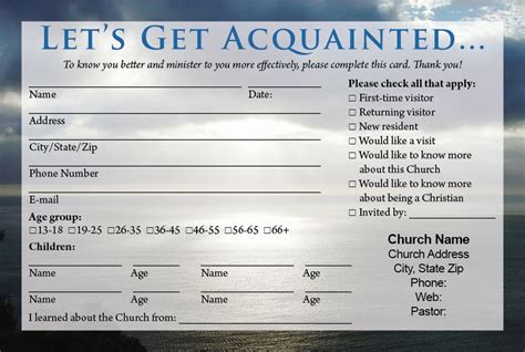 Printable Church Visitor Card Template