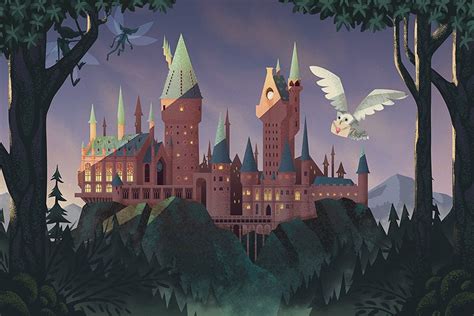 Hogwarts Castle Animated Style Print | Etsy