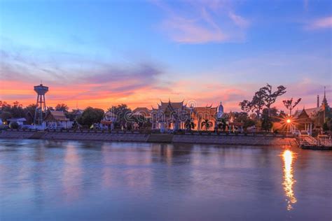 Temple Near the Chao Phraya River Stock Image - Image of urban ...