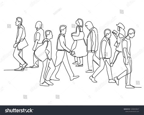 continuous line drawing of group of people walking marker sketch #Ad ...