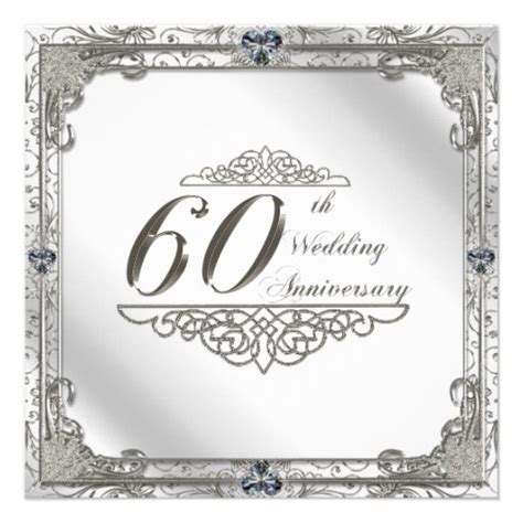 60th Wedding Anniversary Invitation Card 5.25" Square Invitation Card ...