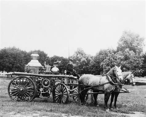 Horse Drawn Antique Fire Truck 1900s 8x10 Reprint Of Old Photo | Fire ...