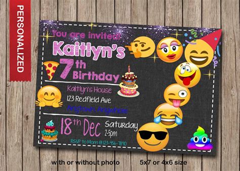 Emoji Invitation, Emoji Invite, Emoji Birthday Party Invitation, Emoji ...