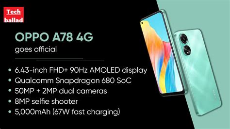 Oppo A78 4G launched with 6.43″ AMOLED display: Full Specifications ...