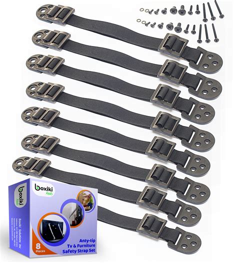 8 PCS Adjustable Anti-Tip Furniture Anchor Safety Straps (Black) – Boxiki