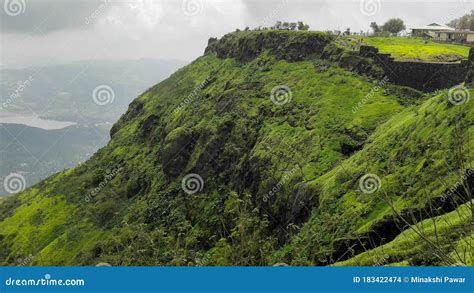 Sinhagad fort in monsoon stock photo. Image of vegetation - 183422474