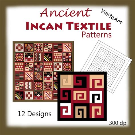 Ancient Inca textile patterns 12 designs Tocapus digital | Etsy