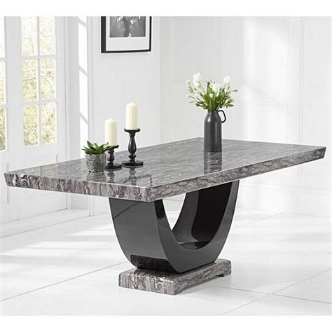 Aloya Marble Dining Table Rectangular In Dark Grey And Black ...