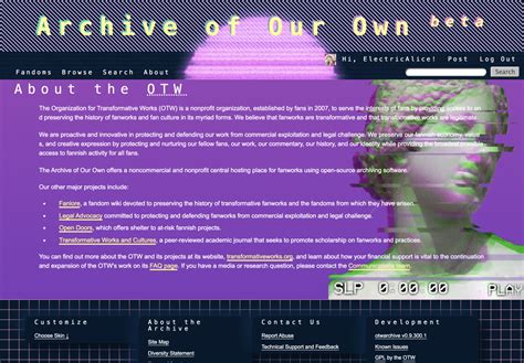 Vaporwave Site Skin - ElectricAlice - Fandom - Fandom [Archive of Our Own]