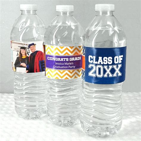 Graduation Water Bottle Labels (Set of 5) | Bottle labels, Custom water ...