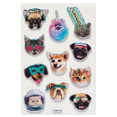 11ct Cat And Dog Puffy Stickers : Target