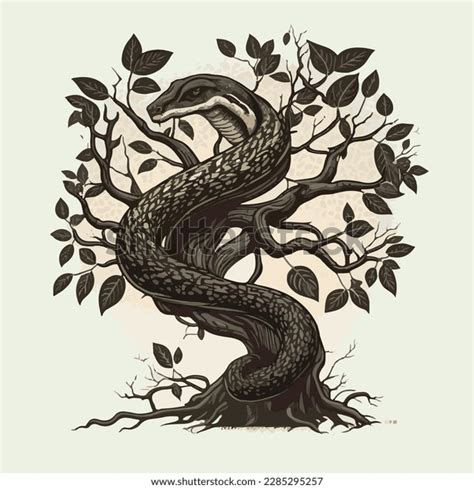 Venomous Snake On Tree Branch Vector Stock Vector (Royalty Free ...