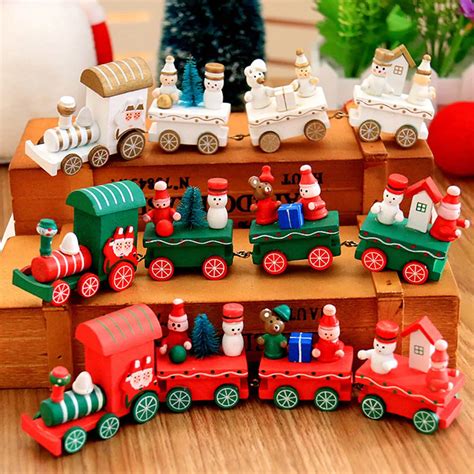 4pc Wood mini Christmas Xmas Train Decoration Kids Baby Lovely Painted ...