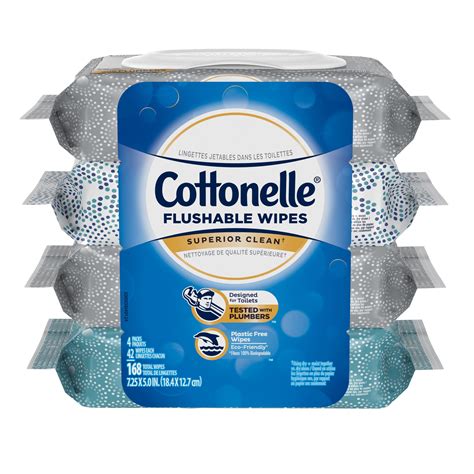 Cottonelle Flushable Wet Wipes, 4 Flip-Top Packs, 42 Wipes per Pack ...