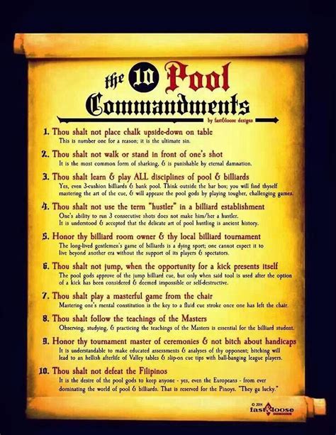 Printable Pool Table Rules