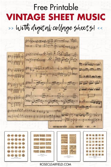 Free Printable Vintage Sheet Music [With Digital Collage Sheets] in ...