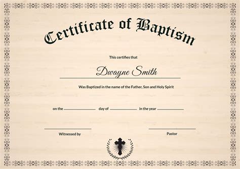 Certificate Of Baptism Printable