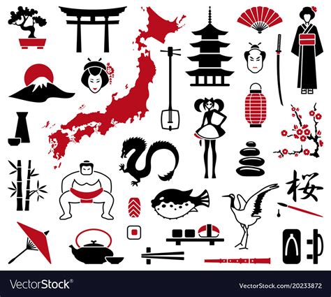 Japan icons Royalty Free Vector Image - VectorStock