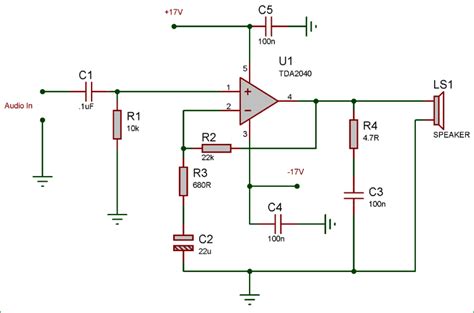 25 Watt Audio Amplifier Circuit Diagram using TDA2040