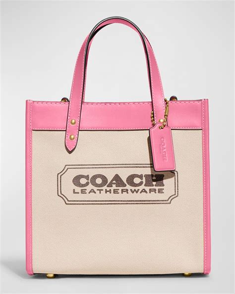 COACH Field 22 Logo Canvas Tote Bag in Pink | Lyst