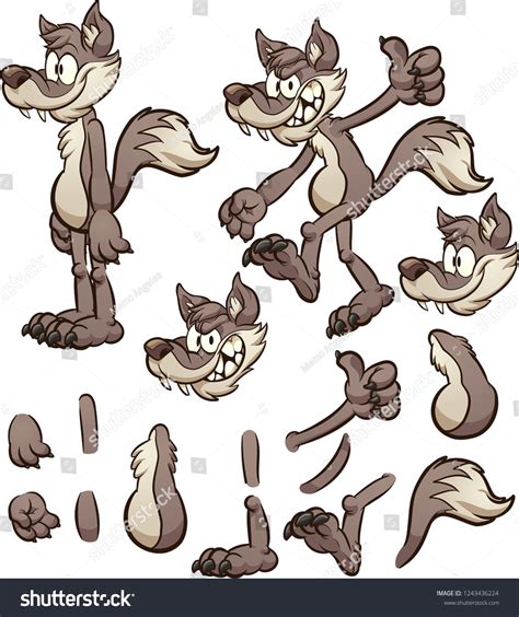 Caricatura de lobo o coyote con: vector de stock (libre de regalías ...