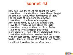 Sonnet 43 'How do I love thee' (Elizabeth Barrett Browning) by Teacher ...