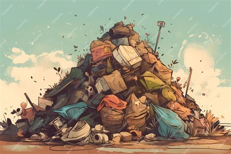 An image of a pile of trash digital art illustration | Premium AI ...