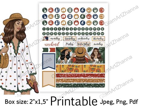 African American Natural Printable Stickers 2"x1,5" By GlamArtZhanna ...