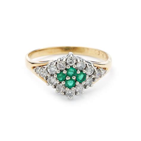 Emerald & Diamond Cluster Ring | New York Jewelers Chicago