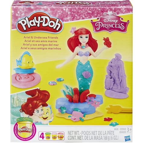 Play-Doh Disney Ariel & Under The Sea Friends Set with 4 Cans of Play ...