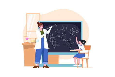 Science teacher teaching in class Illustration concept on white ...