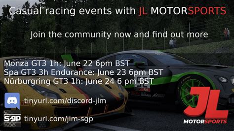 JL Motorsports upcoming casual events. We welcome drivers at all levels ...