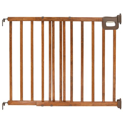 Infant Decorative Antique Oak Finish Wood Baby Gate, 30"-48" with Easy ...