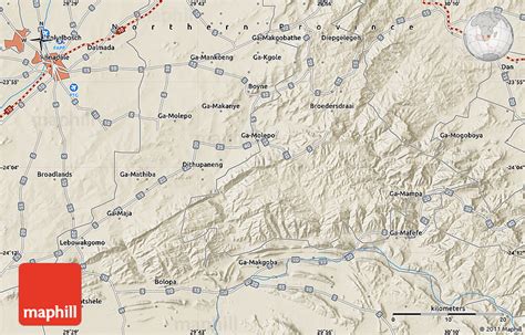 Shaded Relief Map of Lebowakgomo