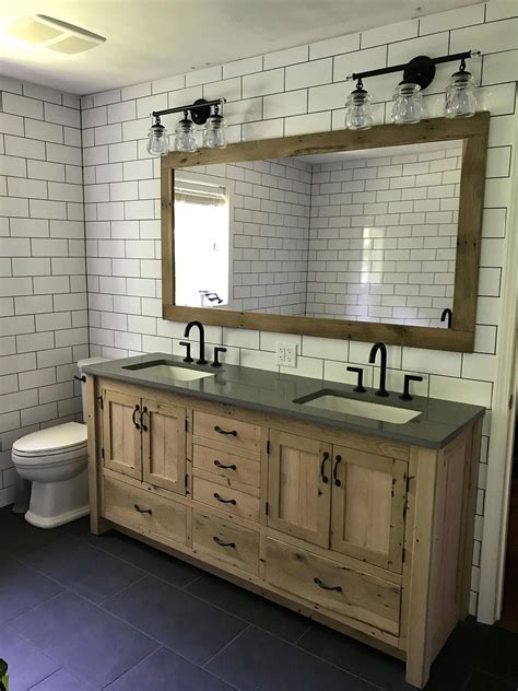 72 Handmade Rustic Bathroom Vanity With Dual Sink and Paneled Doors ...