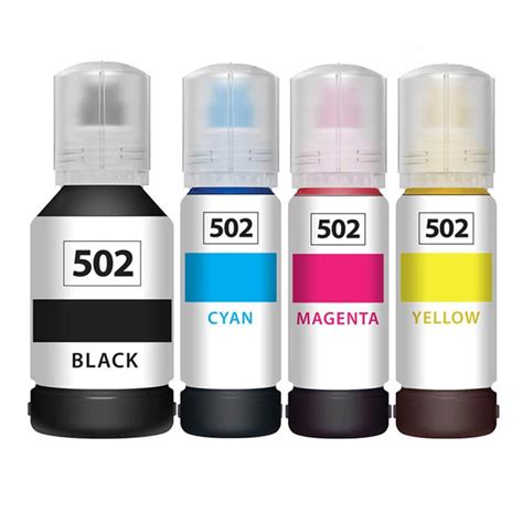 Epson 502 Ink Bottles for EcoTank T502 (4 Multi-Pack) - InkjetsClub