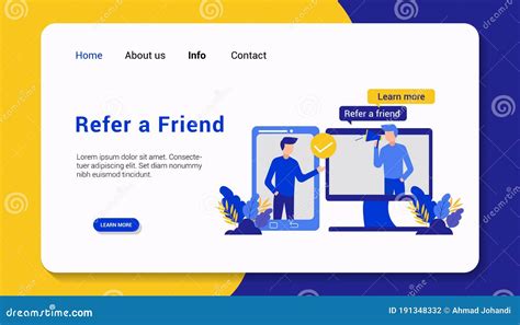 Refer a Friend Landing Page Template Graphic Design Illustration Stock ...