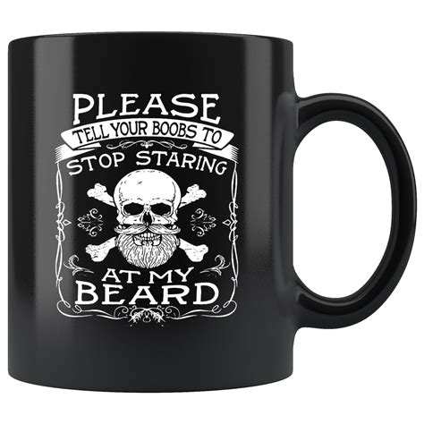 Funny Beard Black Ceramic Coffee Mug Quotes Cup Sayings - uscoolprint